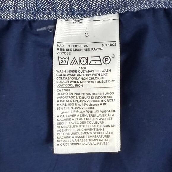 Old Navy High Rise Wide Leg Linen Blend Pants Chambray Blue NWT Size Large - Picture 5 of 5